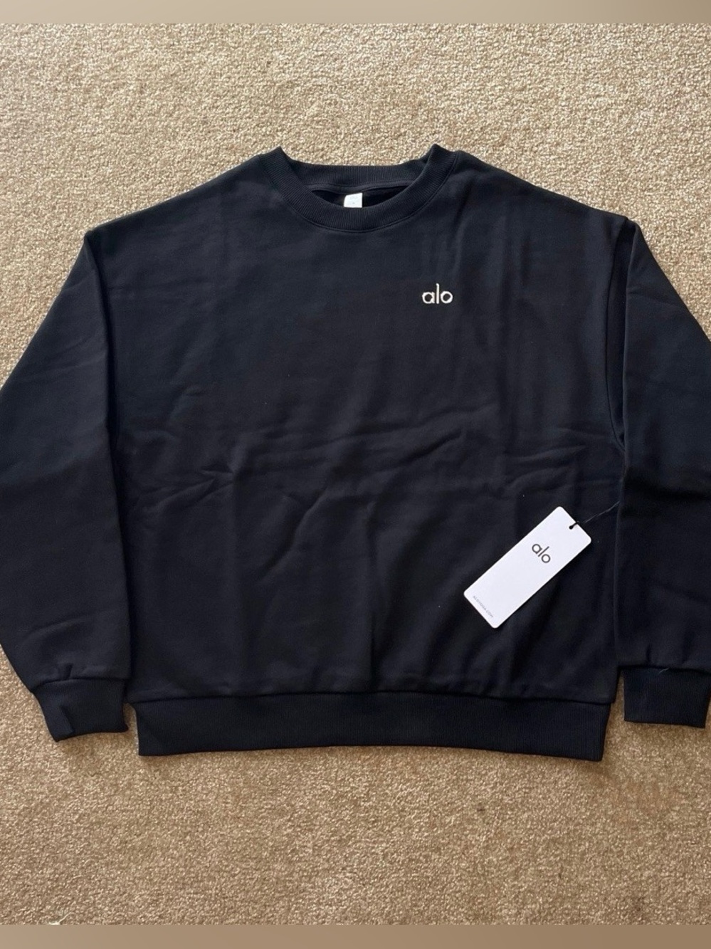 Alo Yoga Accolade Black Crewneck Sweatshirt - NEW
